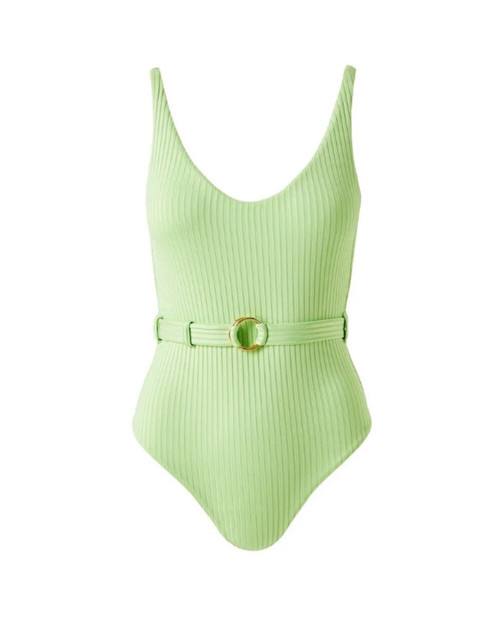 Melissa Odabash St Tropez Lime Ribbed Belted One Piece Swimsuit - Size 4